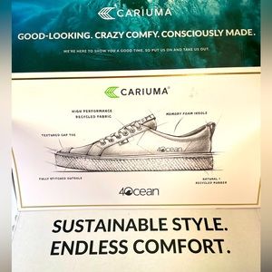 Lim. Edition Cariuma x 4Ocean white low-top vegan canvas sneaker 9.5women/8men